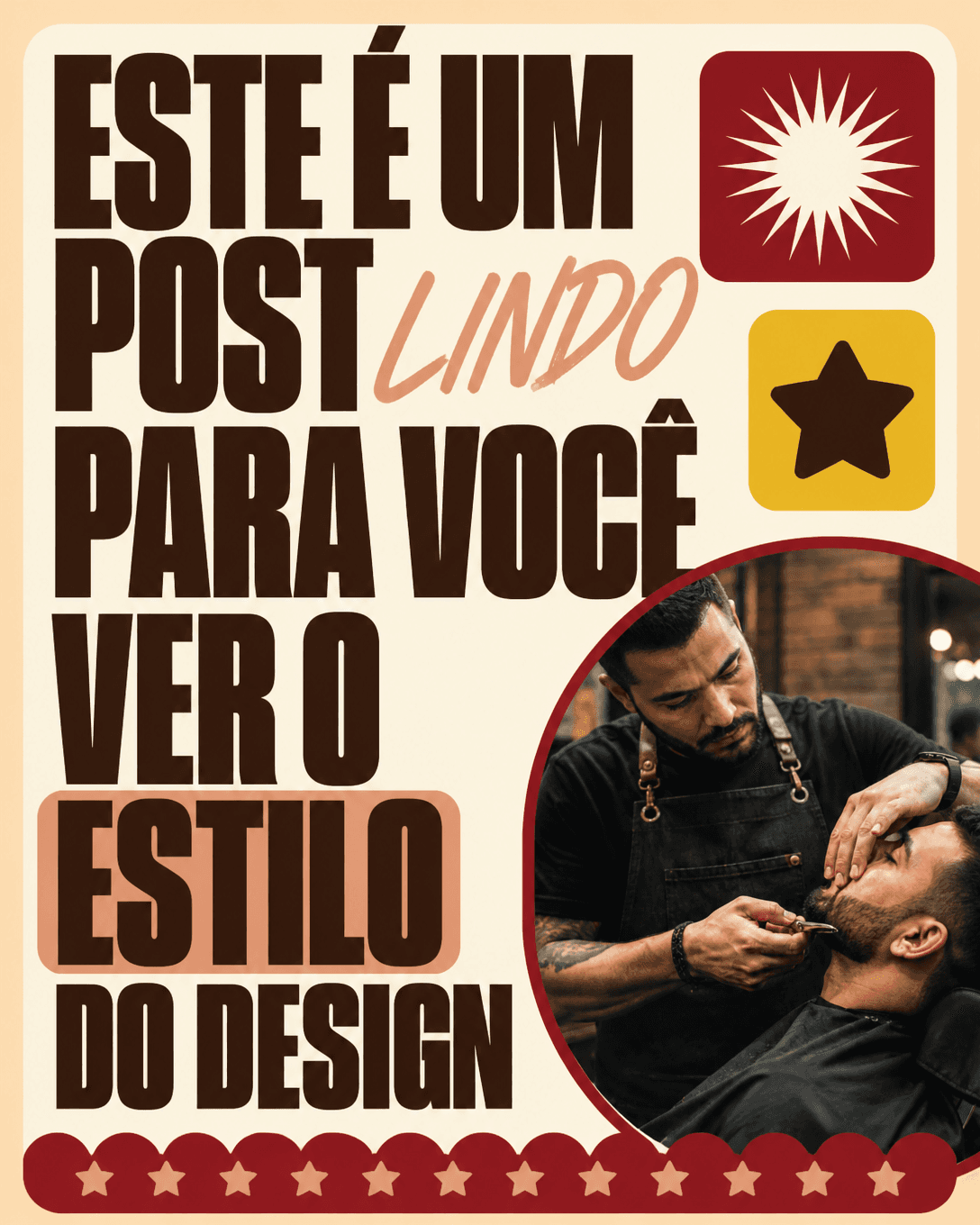 Post de barbearia criado no Pomake