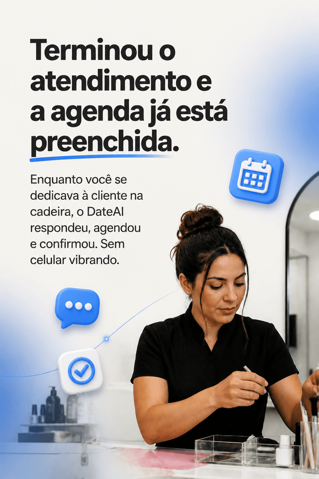 Post de estética criado no Pomake